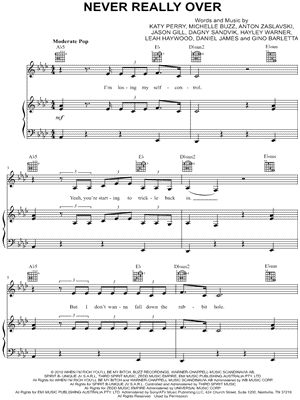 Never Really Over by Katy Perry - Sheet Music