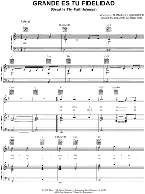 Grande Es Tu Fidelidad by William M. Runyan - Sheet Music