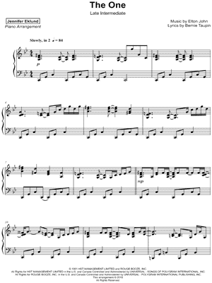 The One [late intermediate] by Jennifer Eklund - Sheet Music