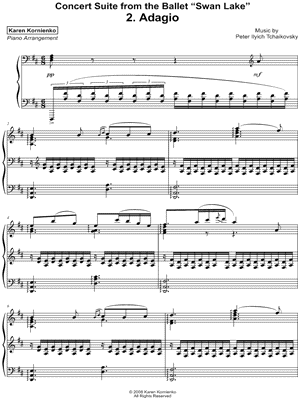 Concert Suite from the Ballet Swan Lake: 2. Adagio by Karen Kornienko - Sheet Music