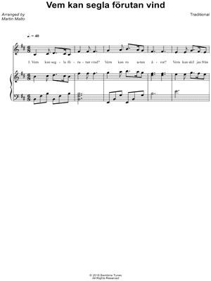 Vem kan segla forutan vind by Traditional - Sheet Music