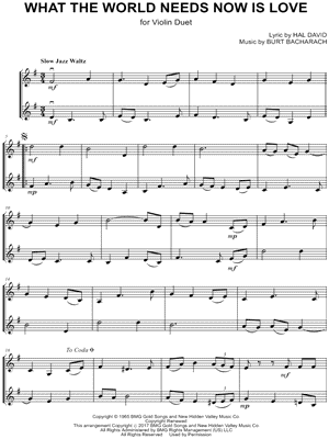What the World Needs Now is Love - Violin Duet