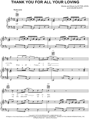 Thank You For All Your Loving by Elton John - Sheet Music