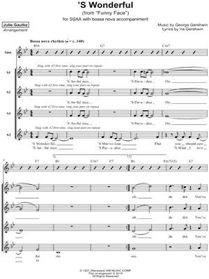 'S Wonderful by Julie Gaulke - Sheet Music