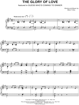 The Glory of Love from Guess Who's Coming to Dinner - Sheet Music