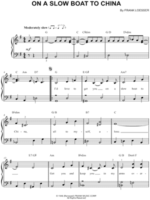 ON A SLOW BOAT TO CHINA by Frank Loesser - Sheet Music