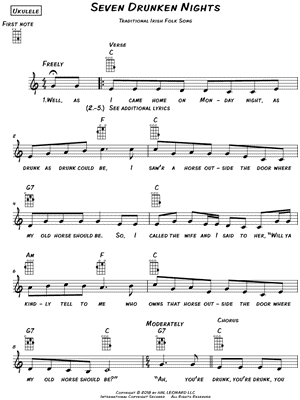 Seven Drunken Nights by Traditional Irish Folk Song - Sheet Music