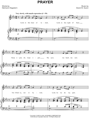 Prayer by David W. Guion - Sheet Music