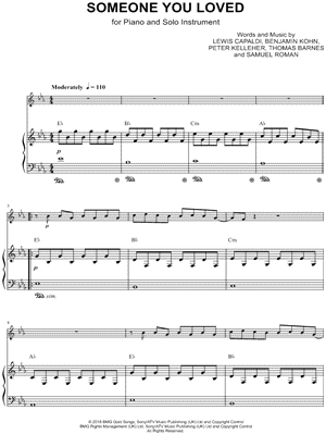 Someone You Loved - Piano Accompaniment by Lewis Capaldi - Sheet Music