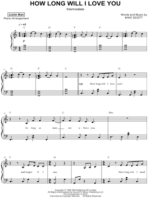 How Long Will I Love You [intermediate] by Justin Man - Sheet Music
