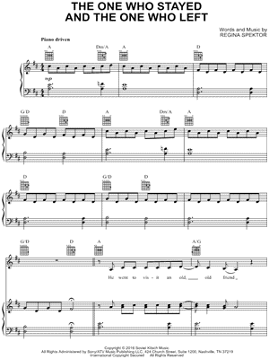 The One Who Stayed  And The One Who Left by Regina Spektor - Sheet Music