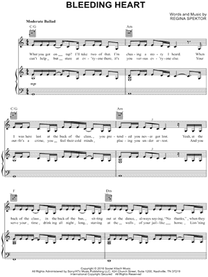 Bleeding Heart by Regina Spektor - Sheet Music
