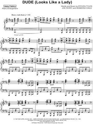 Dude (Looks Like a Lady) by Jazzy Fabbry - Sheet Music