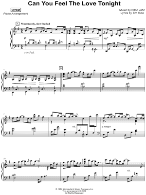 Can You Feel the Love Tonight by DPSM - Sheet Music