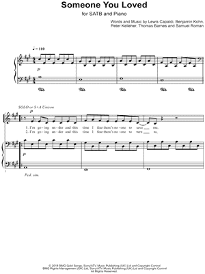 Someone You Loved by Lewis Capaldi - Sheet Music