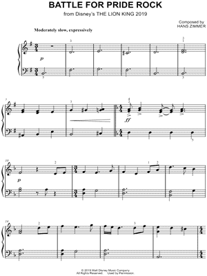 Battle for Pride Rock from The Lion King [2019] - Sheet Music