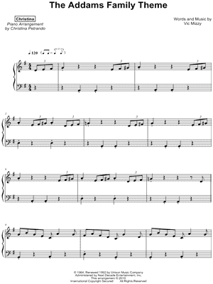 The Addams Family Theme by Christina - Sheet Music