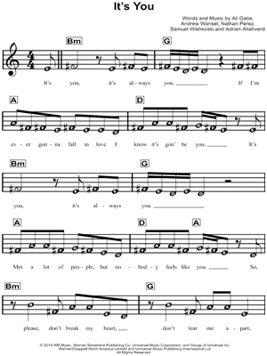 It's You by Ali Gatie - Sheet Music