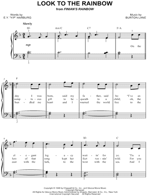 Look to the Rainbow from Finian's Rainbow - Sheet Music