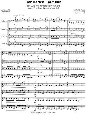 The Four Seasons: Autumn by Antonio Vivaldi - Sheet Music