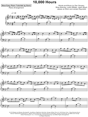 10,000 Hours [Slow Easy Piano Tutorial]