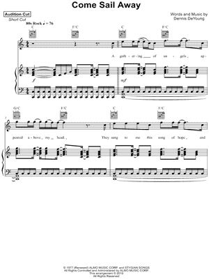 Come Sail Away by Styx - Sheet Music