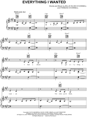 everything i wanted by Billie Eilish - Sheet Music