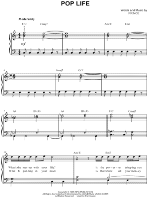Pop Life by Prince & The Revolution - Sheet Music