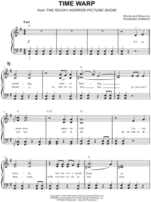 Time Warp from The Rocky Horror Picture Show - Sheet Music