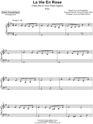 La Vie en rose by Piano Tutorial Easy - Sheet Music