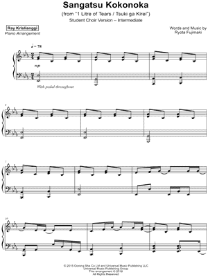 Sangatsu Kokonoka [student choir version - intermediate] by Ray Krislianggi - Sheet Music