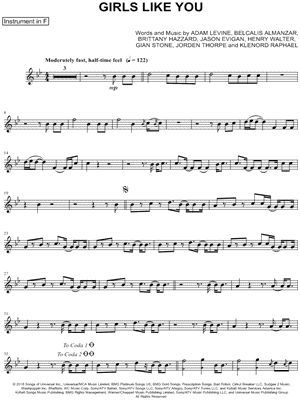 Girls Like You - F Instrument