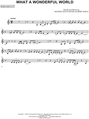 What a Wonderful World - F Instrument by Louis Armstrong - Sheet Music