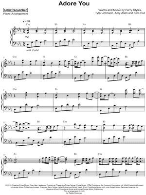 Adore You by LittleTranscriber - Sheet Music