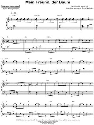 Mein Freund, der Baum by Dietmar Steinhauer - Sheet Music