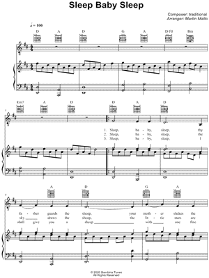 Sleep Baby Sleep by Traditional - Sheet Music