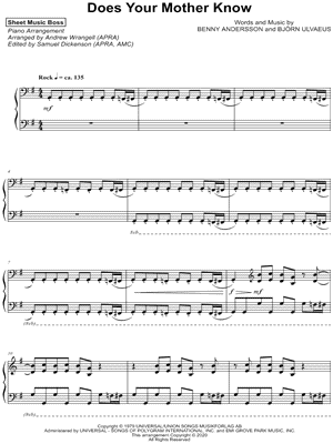 Does Your Mother Know by Sheet Music Boss - Sheet Music
