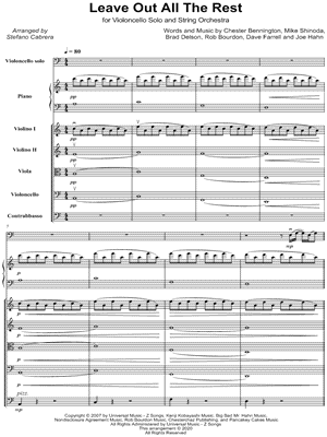 Leave Out All the Rest - Cello, Piano & String Orchestra by Linkin Park - Sheet Music