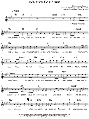 Waiting for Love by Avicii - Sheet Music