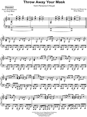 Throw Away Your Mask by Pianobin - Sheet Music