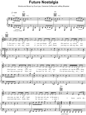 Future Nostalgia by Dua Lipa - Sheet Music