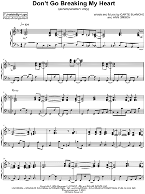 Don't Go Breaking My Heart [accompaniment only]