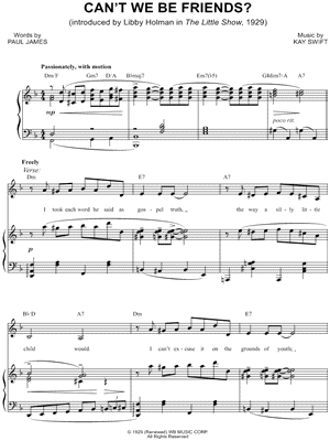Can't We Be Friends? from The Little Show - Sheet Music