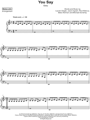 You Say [easy] by Betacustic - Sheet Music