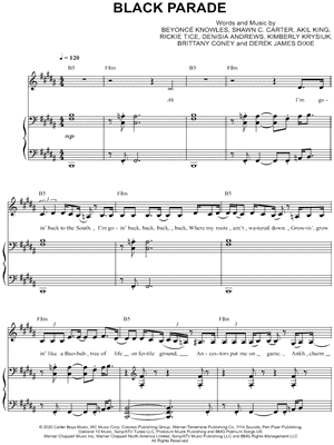 BLACK PARADE by Beyoncé - Sheet Music
