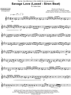 Savage Love (Laxed - Siren Beat) by ViolinAround - Sheet Music