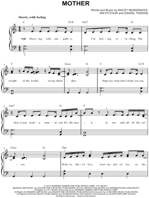 Mother by Kacey Musgraves - Sheet Music