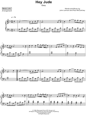Hey Jude [easy] by Betacustic - Sheet Music