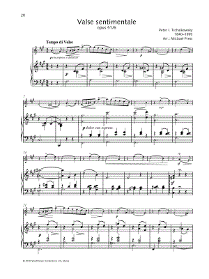 Valse Sentimentale, Op. 51, No. 6 - Violin & Piano by Peter Ilyich Tchaikovsky - Sheet Music