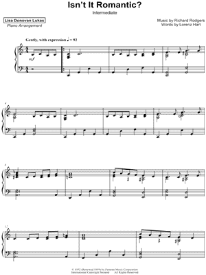 Isn't It Romantic? by Lisa Donovan Lukas - Sheet Music